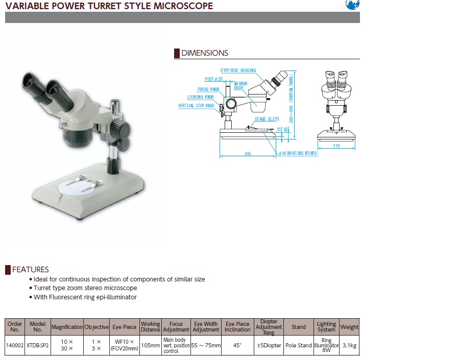 Ichiban Precision Sdn Bhd SK SK VARIABLE POWER TURRET STYLE MICROSCOPE